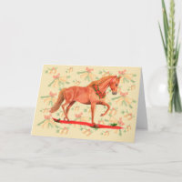 Horse Christmas Prancing Chestnut Horse Gold Bells