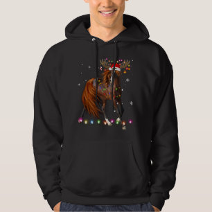Horse Christmas Reindeer Lights Funny Horse Xmas G Hoodie