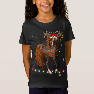 Horse Christmas Reindeer Lights Funny Horse Xmas G T-Shirt