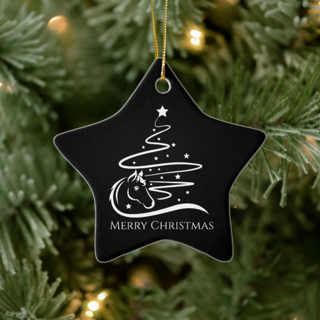 Horse Christmas tree black and white Equestrian Ceramic Tree Decoration (Tree)