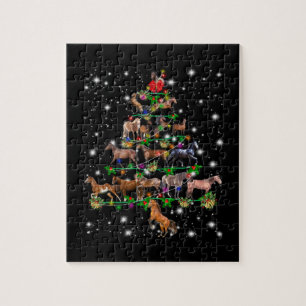 Horse Christmas Tree Covered By Flashlight Jigsaw Puzzle