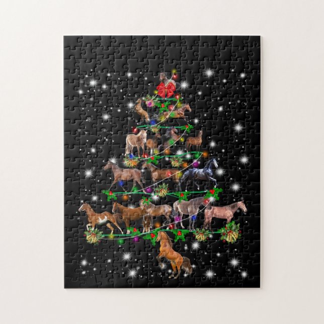 Horse Christmas Tree Covered By Flashlight Jigsaw Puzzle (Vertical)
