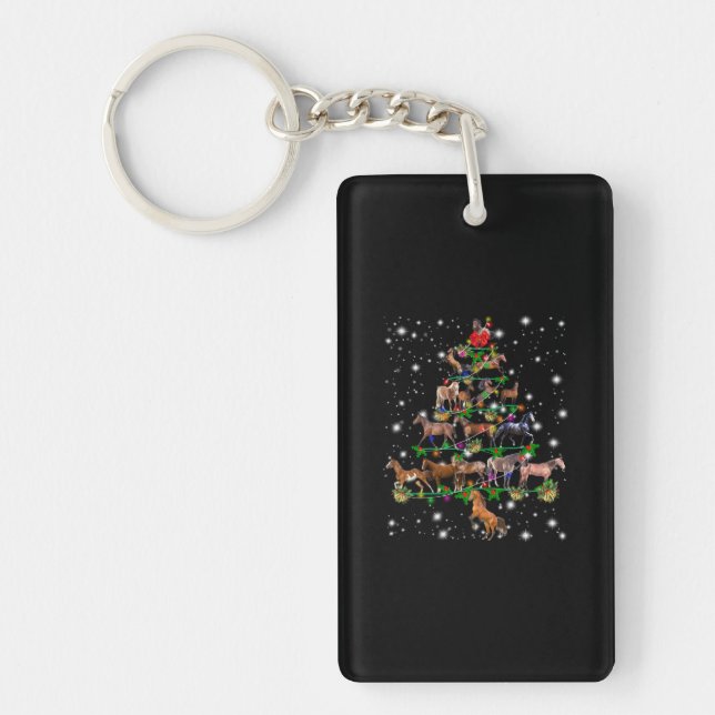 Horse Christmas Tree Covered By Flashlight Key Ring (Front)