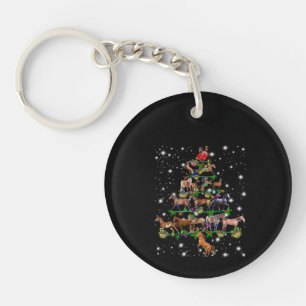 Horse Christmas Tree Covered By Flashlight Key Ring