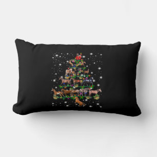 Horse Christmas Tree Covered By Flashlight Lumbar Cushion