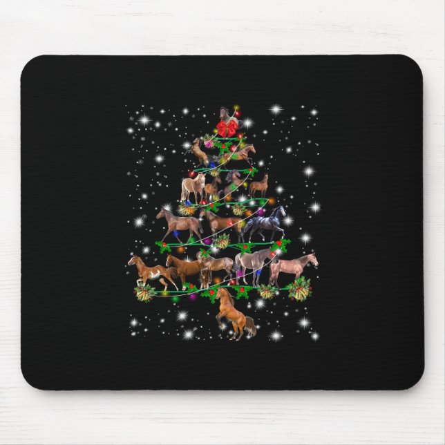 Horse Christmas Tree Covered By Flashlight Mouse Pad (Front)