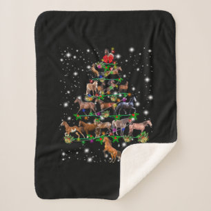Horse Christmas Tree Covered By Flashlight Sherpa Blanket
