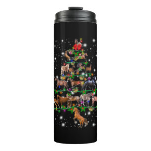Horse Christmas Tree Covered By Flashlight Thermal Tumbler