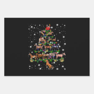 Horse Christmas Tree Covered By Flashlight Wrapping Paper Sheet