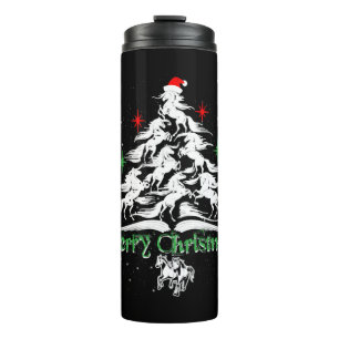 Horse Christmas Tree T-shirt, Christmas Horse Tree Thermal Tumbler