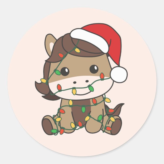 Horse Christmas Winter Animals Holiday Horses Classic Round Sticker (Front)