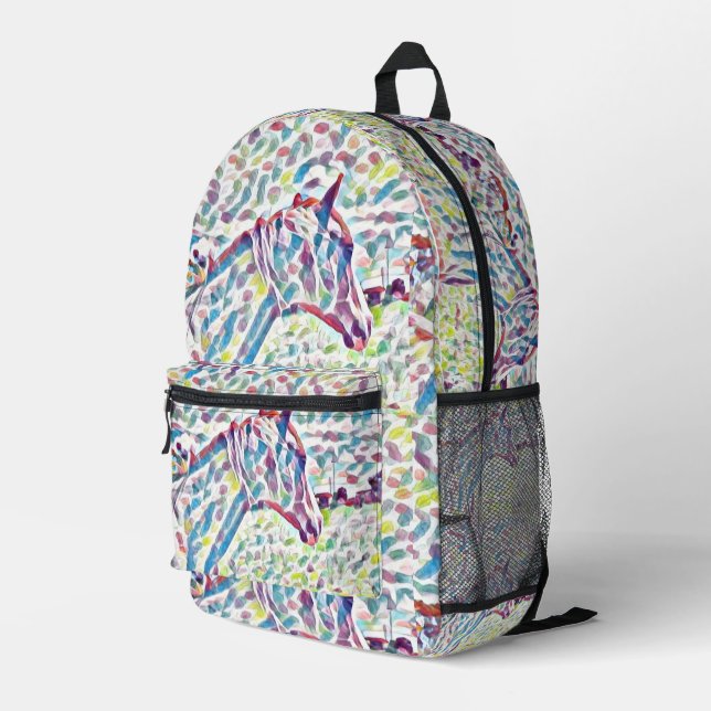 Horse Colors Of Life,   Printed Backpack (Back Corner Right)