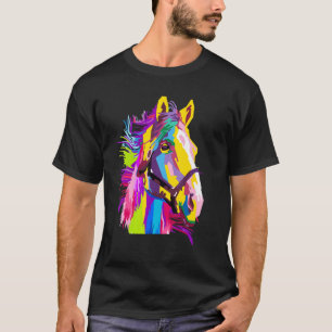 Horse Colourful Head Pop  Style T-Shirt