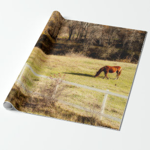 Horse Country Rustic Autumn Decoupage Wrapping Paper