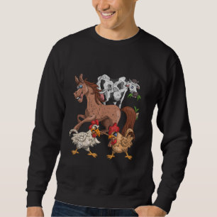 Horse Cow Chicken Kids Farm Funny Farmer Animal Sweatshirt