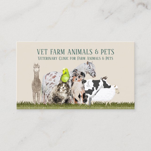 Horse Cow Sheep Dog Cat Bird Animal Alpaca Business Card (Front)