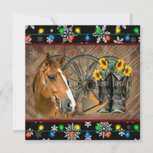 Horse Cowboy Boots Cowboy Hat Christmas Holiday Card