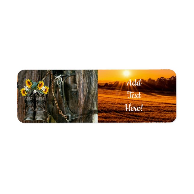 Horse Cowboy Boots Field Sunset (Front)