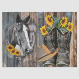 Horse Cowboy Boots Hat Horseshoe Tissue Paper