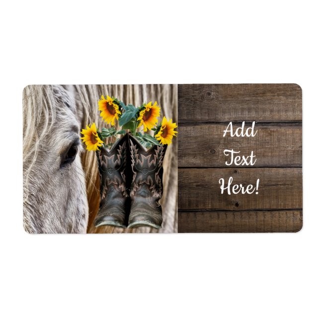 Horse Cowboy Boots Sunflowers (Front)