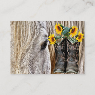 Horse Cowboy Boots Sunflowers Business Card