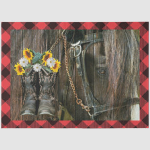 Horse Cowboy Boots Sunflowers Daisies Tissue Paper