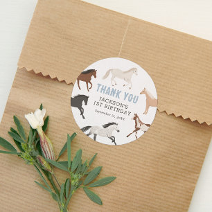 Horse Cowboy Equestrian Birthday Classic Round Sticker