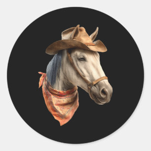Horse Cowboy Equestrian Riding Funny Graphic Classic Round Sticker