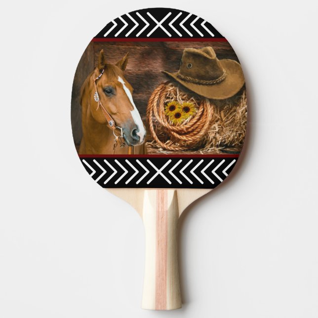 Horse Cowboy Hat Lasso Western Pattern  Ping Pong Paddle (Front)