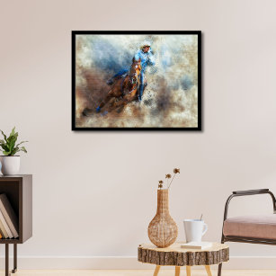 Horse Cowboy Rodeo Print Poster Artwork
