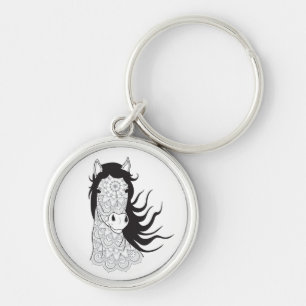 Horse Cowgirl Princess Country Western Mandala Key Ring