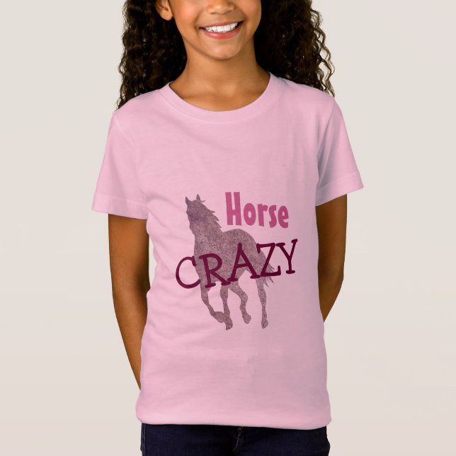 Horse CRAZY Cute for Equestrian Girls PINK T-Shirt (Front)