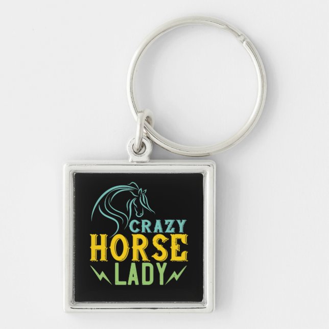 Horse - Crazy Horse Lady Key Ring (Front)