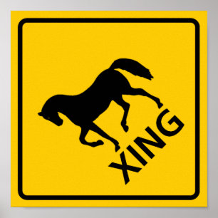 Horse Crossing Highway Sign