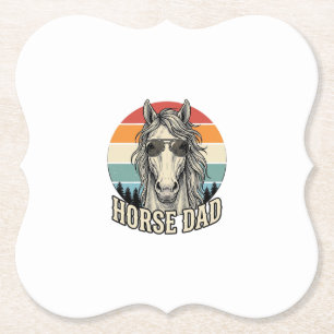 Horse Dad Vintage Sunset Engraving Vector Design_1 Paper Coaster