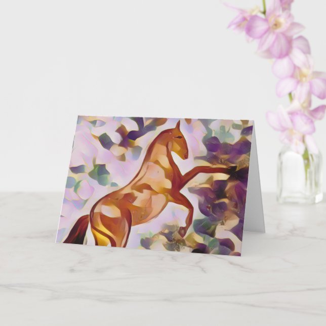 Horse Dancing in Moonlight Card (Orchid)