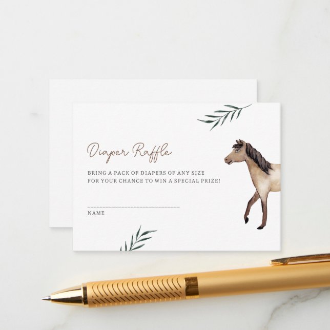 Horse Diaper Raffle Enclosure Card (Front/Back In Situ)