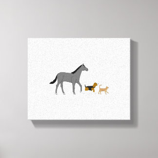 horse dog and cat canvas print