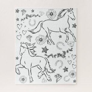 Horse Doodle Colour Me In Jigsaw Puzzle