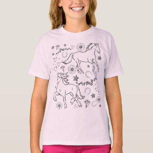 Horse Doodle Colour Me In    T-Shirt