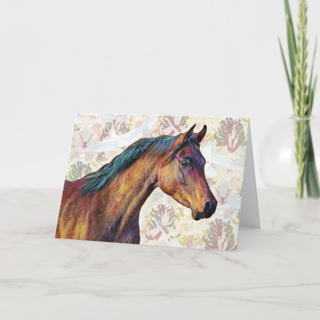 Horse Dove Pattern on Pattern Art Note Card 1 (Front)