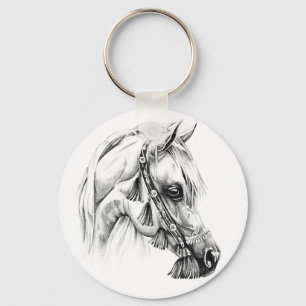 Horse drawing sketch art handmade key ring