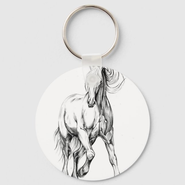 Horse drawing sketch art handmade key ring (Front)