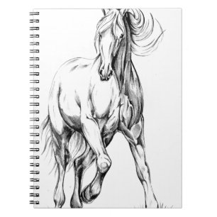 Horse drawing sketch art handmade spiral notebook