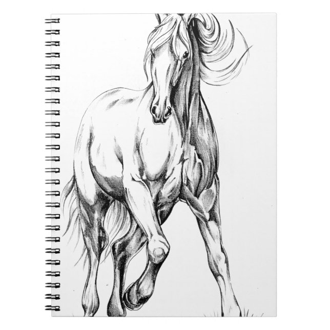 Horse drawing sketch art handmade spiral notebook (Front)