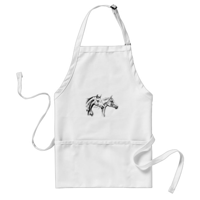 Horse drawing sketch art handmade standard apron (Front)