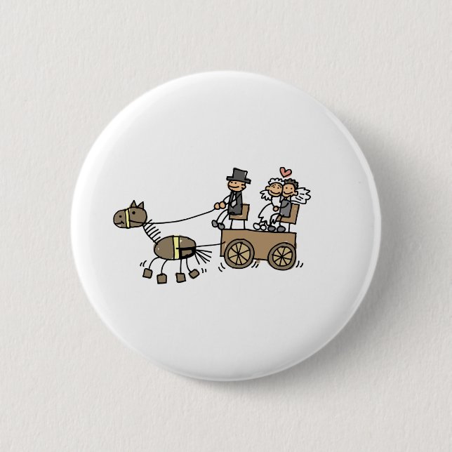 Horse Drawn Carriage For Weddings 6 Cm Round Badge (Front)
