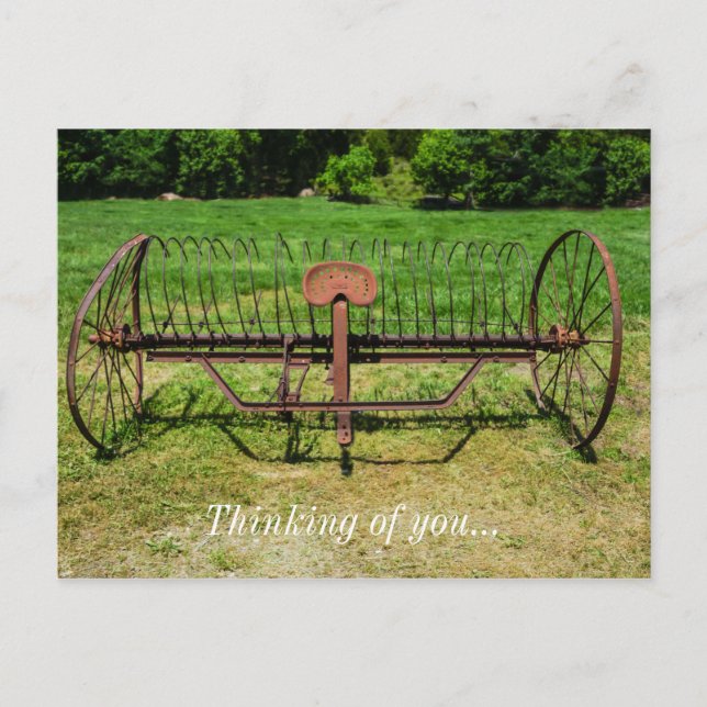 Horse Drawn Hay Rake Postcard (Front)