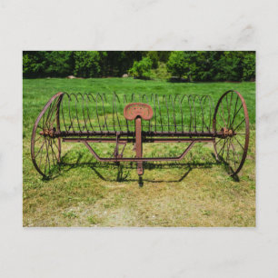 Horse Drawn Hay Rake Postcard