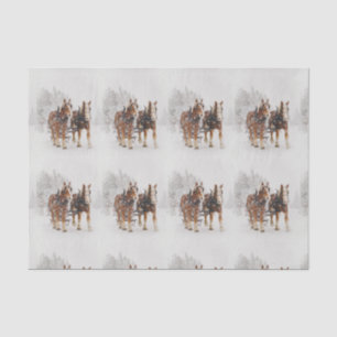 Horse Drawn Sleigh Christmas Scene Tissue Paper